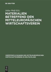 book Materialien betreffend den mitteleuropäischen Wirtschaftsverein
