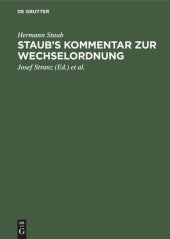 book Staub’s Kommentar zur Wechselordnung