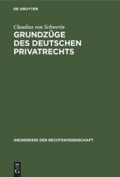 book Grundzüge des deutschen Privatrechts