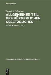 book Allgemeiner Teil des Bürgerlichen Gesetzbuches