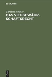 book Das Viehgewährschaftsrecht