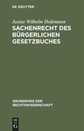 book Sachenrecht des Bürgerlichen Gesetzbuches