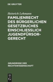 book Familienrecht des Bürgerlichen Gesetzbuches einschließlich Jugendfürsorgerecht