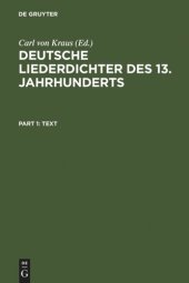 book Deutsche Liederdichter des 13. Jahrhunderts: I. Text und  II. Kommentar