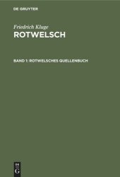 book Rotwelsch: Band 1 Rotwelsches Quellenbuch