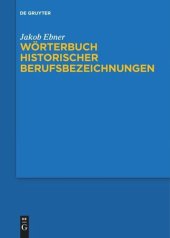 book Wörterbuch historischer Berufsbezeichnungen