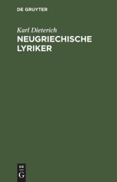 book Neugriechische Lyriker