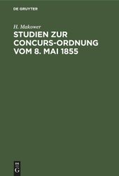 book Studien zur Concurs-Ordnung vom 8. Mai 1855