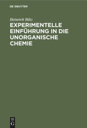 book Experimentelle Einführung in die unorganische Chemie