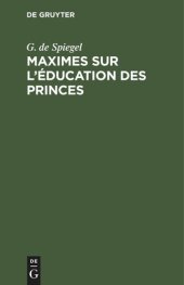 book Maximes sur l'éducation des princes