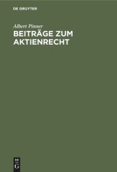 book Beiträge zum Aktienrecht