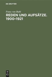 book Reden und Aufsätze. 1900–1921: Nach seinem Tode gesammelt