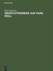 book Gedächtnisrede auf Karl Holl