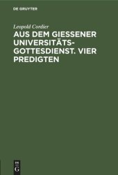 book Aus dem Gießener Universitätsgottesdienst. Vier Predigten