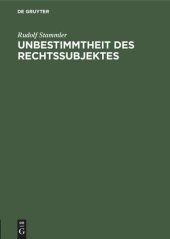 book Unbestimmtheit des Rechtssubjektes