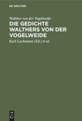 book Die Gedichte Walthers von der Vogelweide