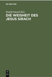 book Die Weisheit des Jesus Sirach: Mit einem Hebräischen Glossar