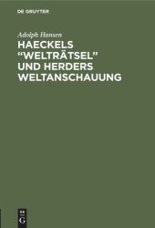 book Haeckels “Welträtsel” und Herders Weltanschauung
