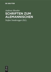 book Schriften zum Alemannischen