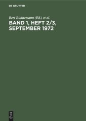 book Band 1, Heft 2/3, September 1972