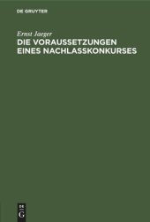 book Die Voraussetzungen eines Nachlaßkonkurses