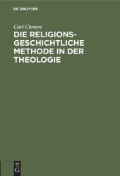 book Die religionsgeschichtliche Methode in der Theologie