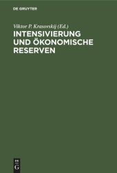 book Intensivierung und ökonomische Reserven