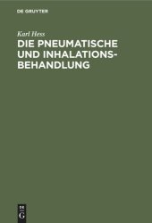 book Die pneumatische und Inhalations-Behandlung