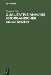 book Qualitative Analyse unorganischer Substanzen