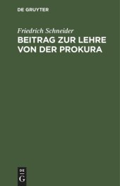 book Beitrag zur Lehre von der Prokura