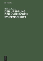book Der Ursprung der kyprischen Sylbenschrift: Eine paläographische Untersuchung