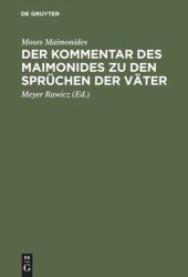 book Der Kommentar des Maimonides zu den Sprüchen der Väter