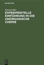 book Experimentelle Einführung in die unorganische Chemie