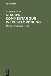 book Staub's Kommentar zur Wechselordnung