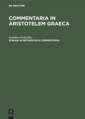 book Commentaria in Aristotelem Graeca: Syriani in metaphysica commentaria