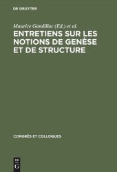 book Entretiens sur les notions de genèse et de structure