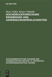 book Hochdruckforschung Ergebnisse und Anwendungsmöglichkeiten