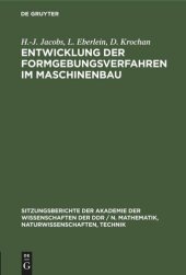 book Entwicklung der Formgebungsverfahren im Maschinenbau