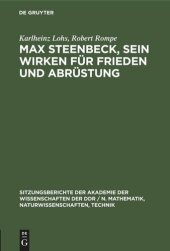 book Max Steenbeck, sein Wirken für Frieden und Abrüstung