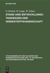 book Stand und Entwicklungstendenzen der Werkstoffwissenschaft