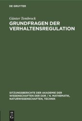 book Grundfragen der Verhaltensregulation: Ergebnisse und Zielstellungen