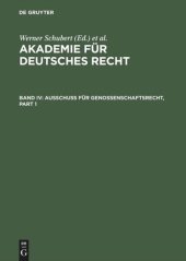 book Akademie für Deutsches Recht: Band IV Ausschuß für Genossenschaftsrecht