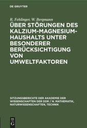 book Über Störungen des Kalzium-Magnesium-Haushalts unter besonderer Berücksichtigung von Umweltfaktoren