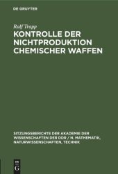 book Kontrolle der Nichtproduktion chemischer Waffen