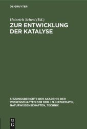 book Zur Entwicklung der Katalyse