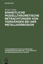 book Einheitliche modelltheoretische Betrachtungen von Vorgängen bei der Metallkorrosion