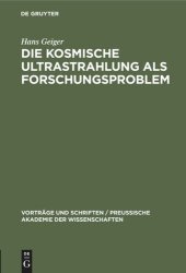 book Die kosmische Ultrastrahlung als Forschungsproblem