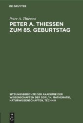 book Peter A. Thiessen zum 85. Geburtstag