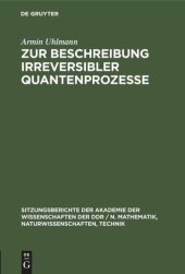 book Zur Beschreibung irreversibler Quantenprozesse