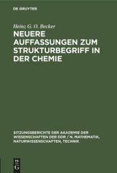 book Neuere Auffassungen zum Strukturbegriff in der Chemie